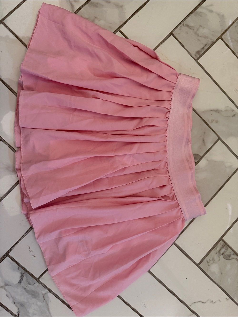 Soft Pink Pleated Circle Skirt with Elastic Waistband